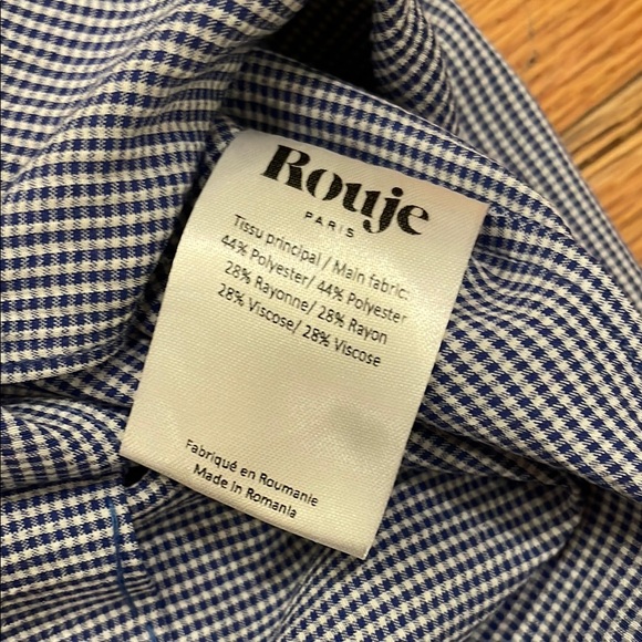 Rouje Paris blue Gingham Cassandre smocked dress size 40 - Picture 7 of 9